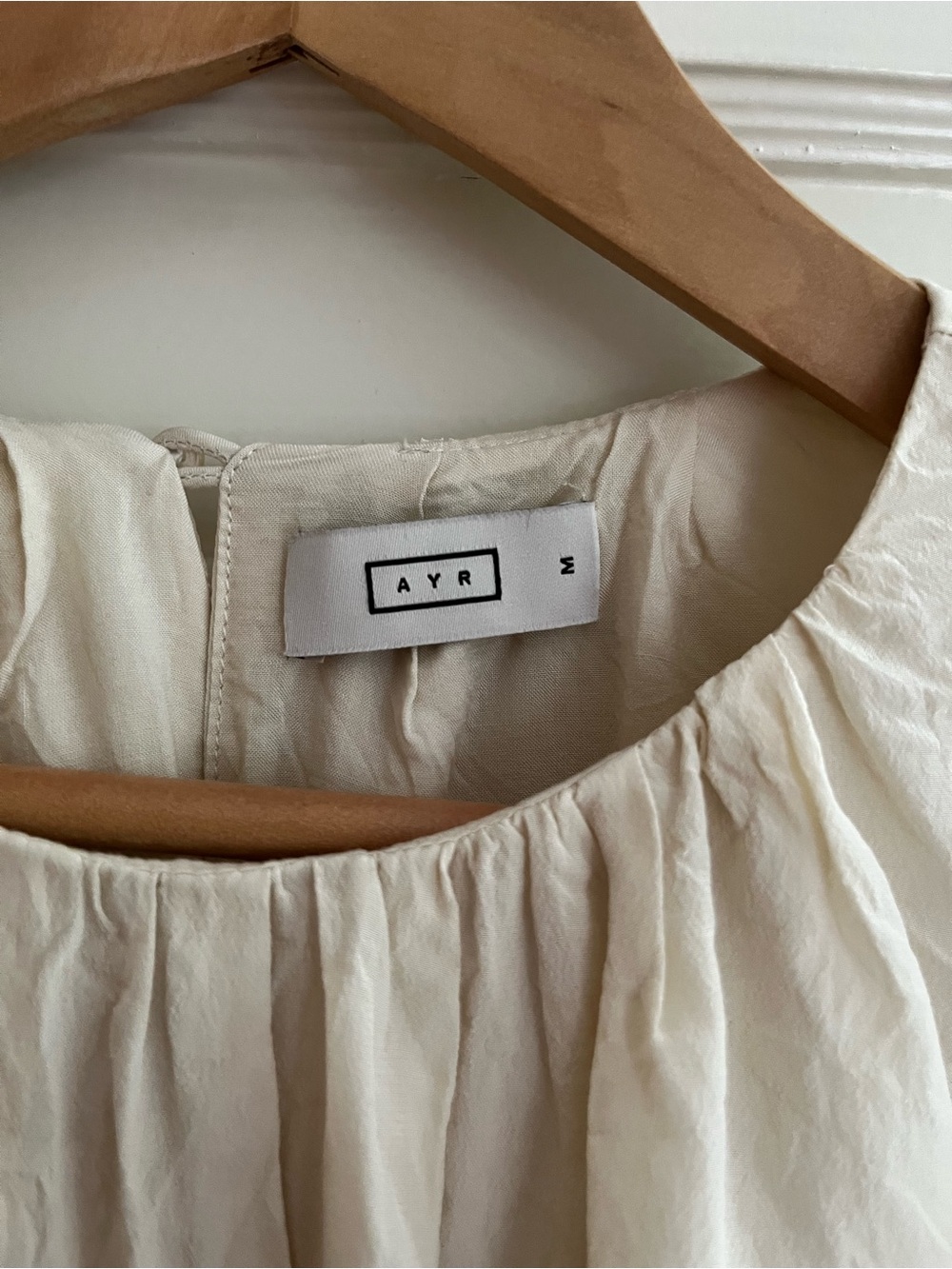 AYR Cream Gathered Round-Neck Blouse - Picture 3 of 7